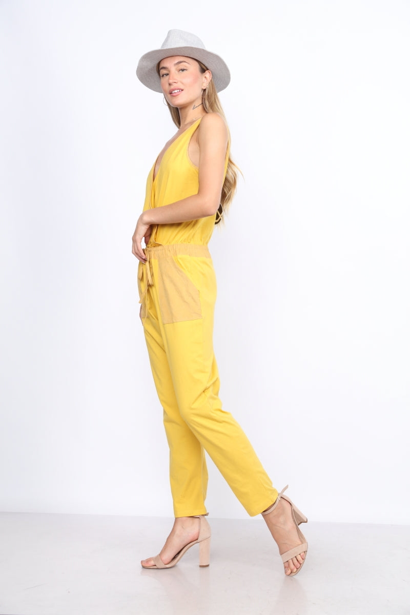 SUNFLOWER YELLOW SLEEVELESS JUMPSUIT MPT7560