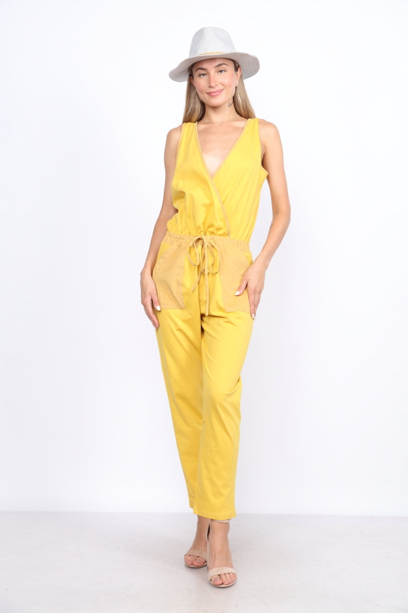 SUNFLOWER YELLOW SLEEVELESS JUMPSUIT MPT7560