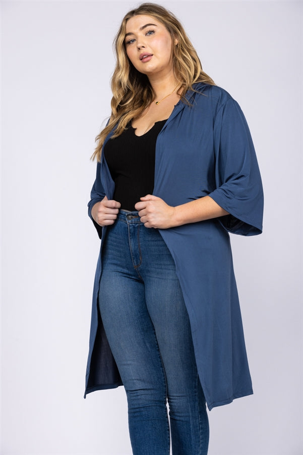 MAUVE PLUS SIZE HOODY COVER-UP CARDIGAN-T6607P