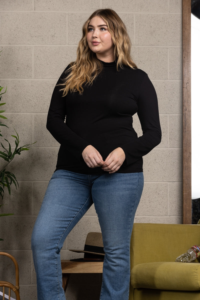 COWL NECK LONG SLEEVES PLUS SIZE TOP-CT43521PL