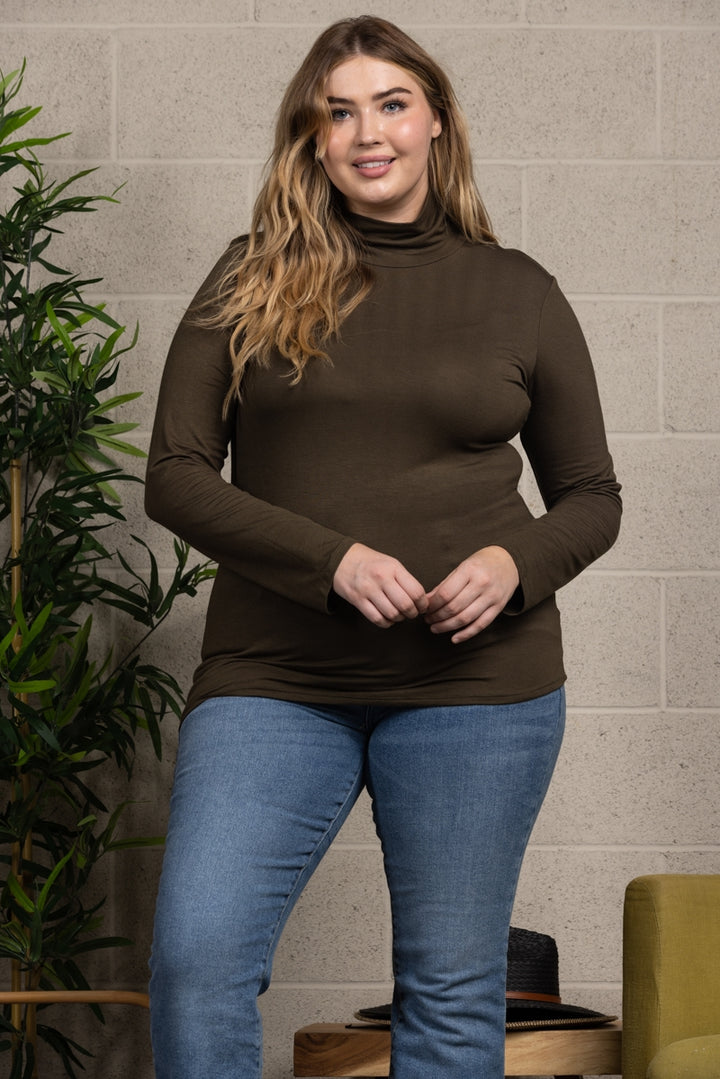 COWL NECK LONG SLEEVES PLUS SIZE TOP-CT43521PL