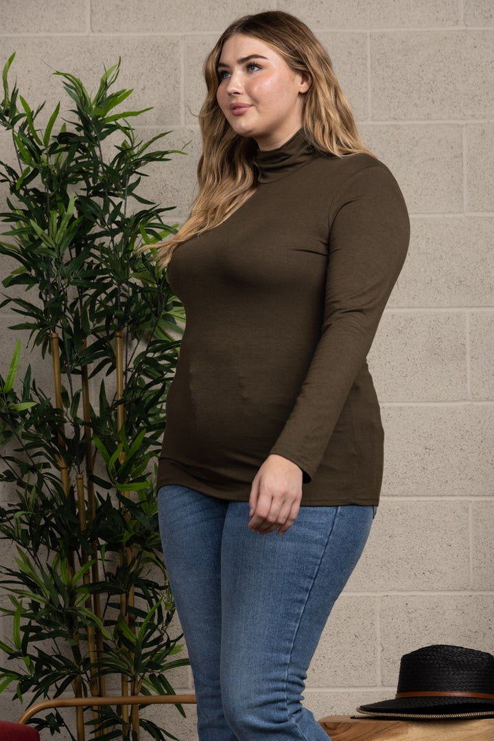 COWL NECK LONG SLEEVES PLUS SIZE TOP-CT43521PL