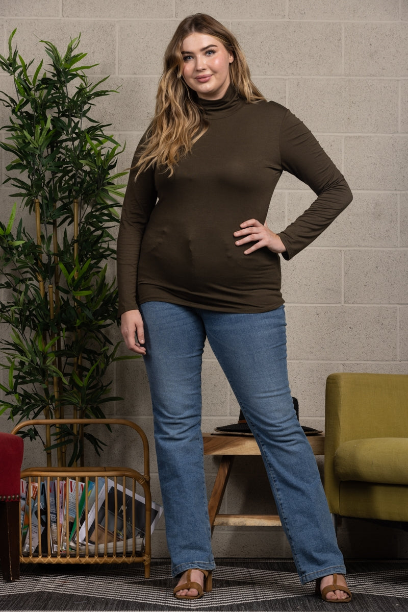 COWL NECK LONG SLEEVES PLUS SIZE TOP-CT43521PL