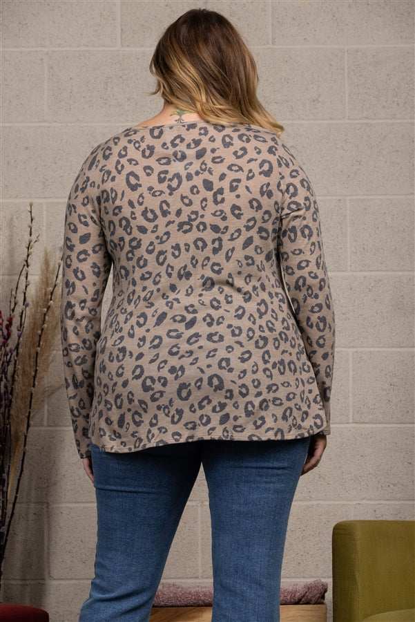 ASH MOCHA CROSS NECKLINE KNIT PLUS SIZE TOP-ST1839-15X