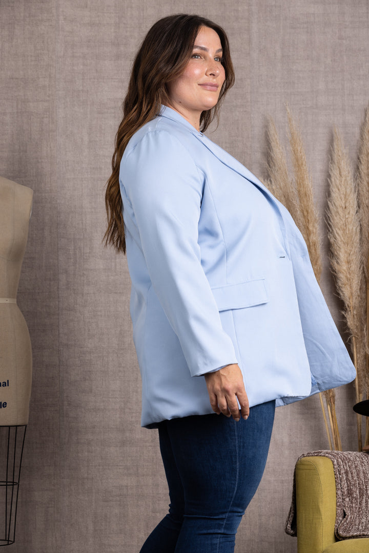 SKY LAPEL LONG SLEEVES PLUS SIZE BLAZER-K51572WX