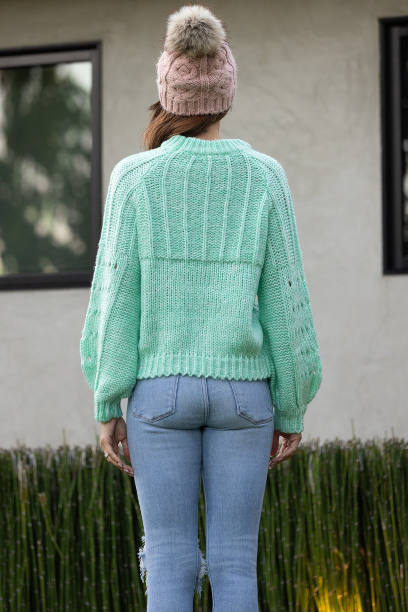 MINT THICK CABLE KNIT SWEATER-IBT96297