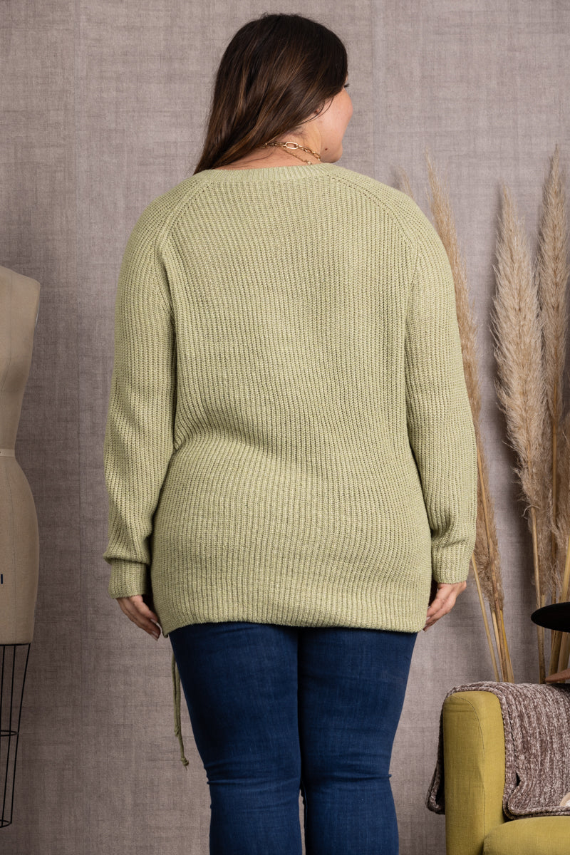 SAGE SOFT KNIT CRISSCROSS PLUS SIZE SWEATER-KNT21006P