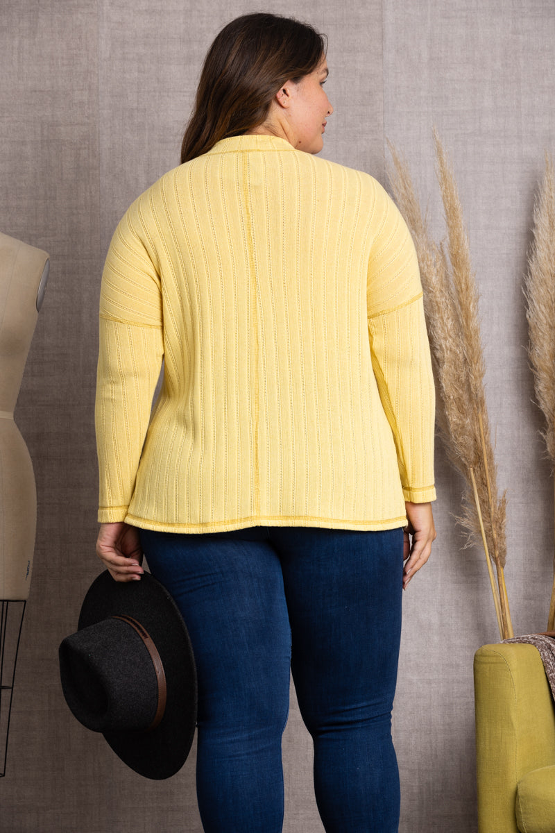 YELLOW TUSCAN JERSEY RIB KNIT PLUS SIZE TOP-PTY3786X