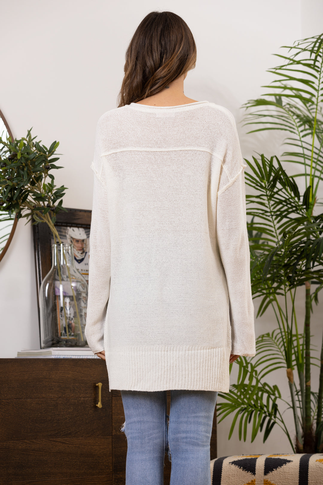 IVORY HI-LOW DOLMAN SLEEVES KNIT TOP-TI10006SB