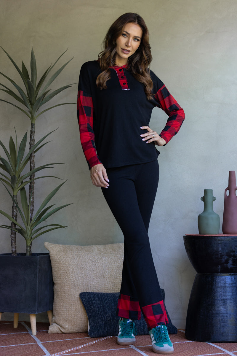 BLACK/RED SWEATSHIRT AND PANTS SET-ST7656