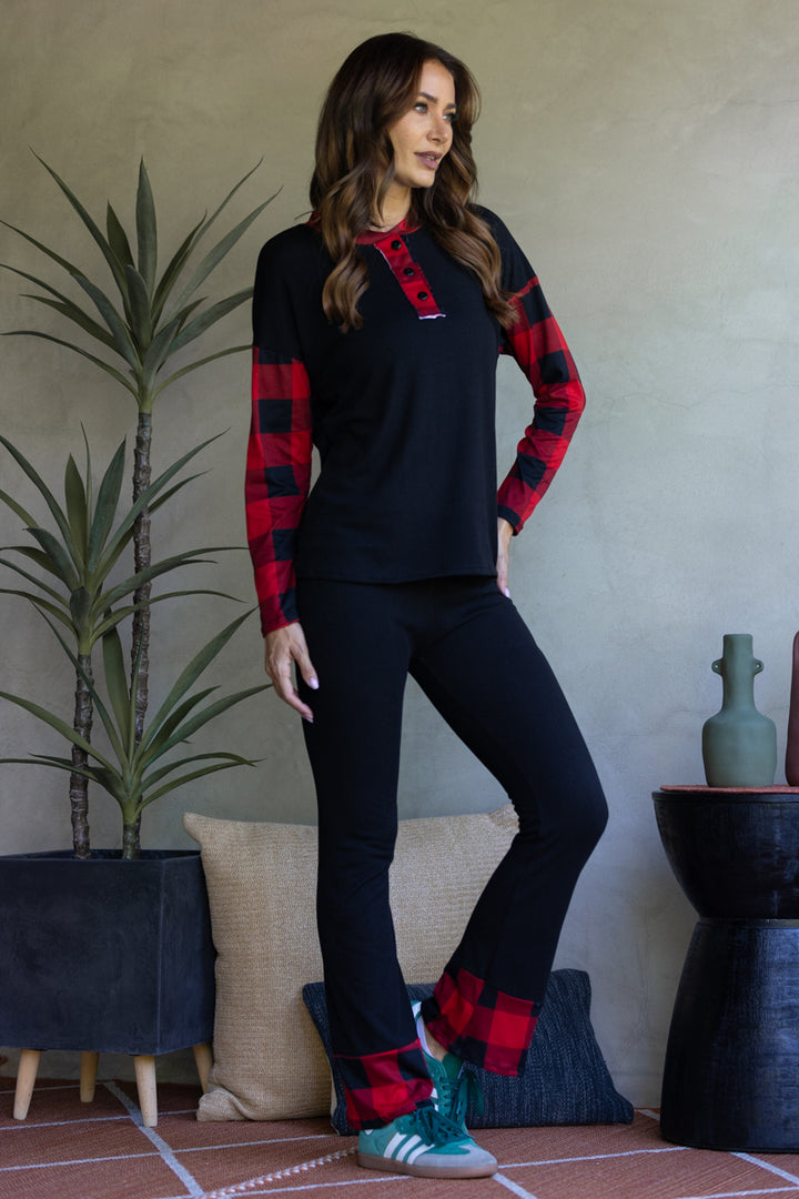 BLACK/RED SWEATSHIRT AND PANTS SET-ST7656