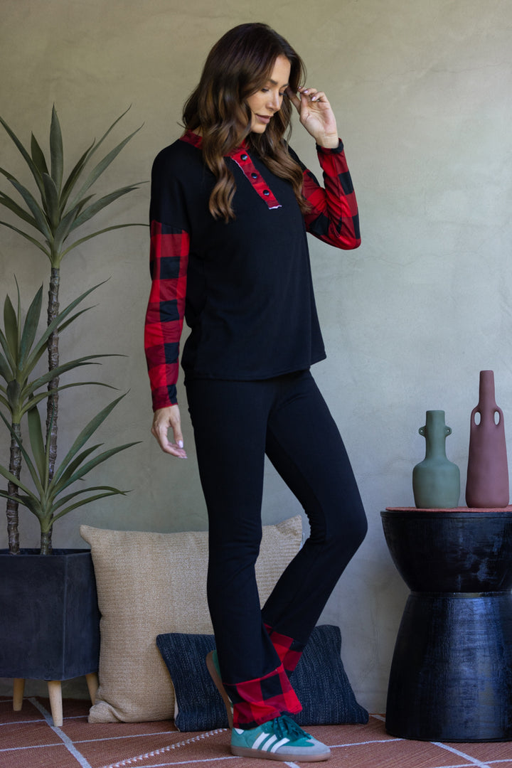 BLACK/RED SWEATSHIRT AND PANTS SET-ST7656