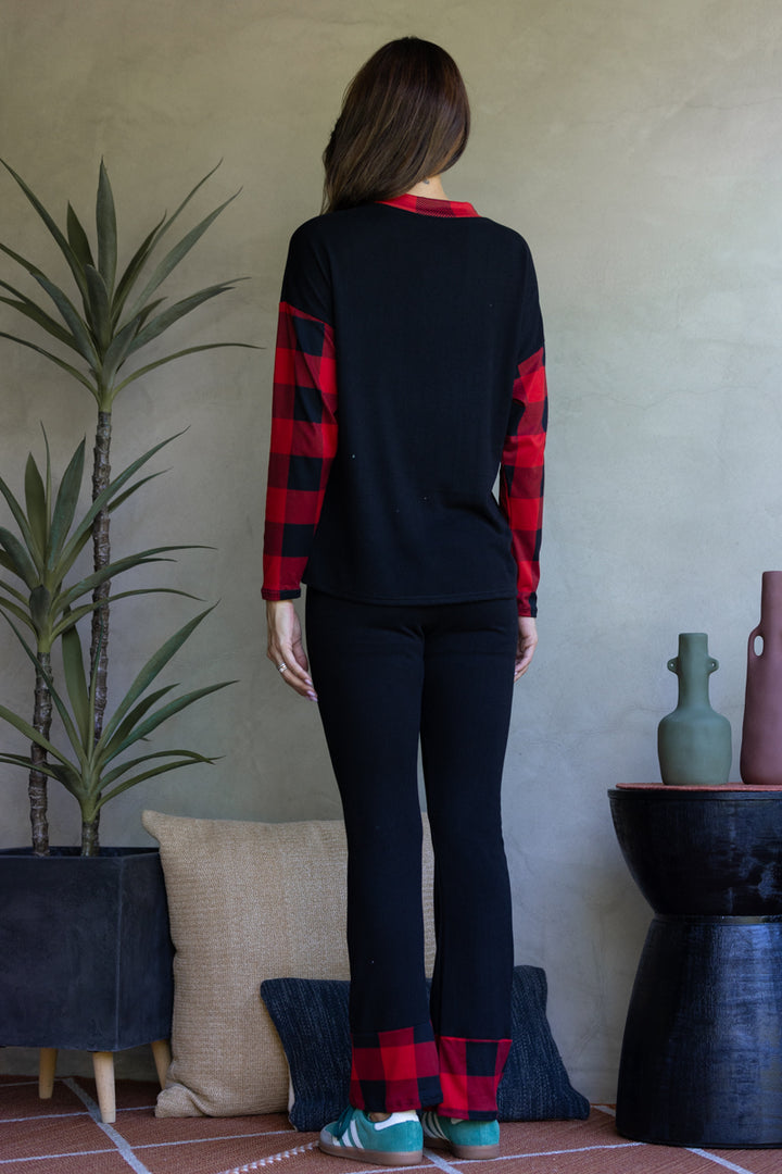 BLACK/RED SWEATSHIRT AND PANTS SET-ST7656