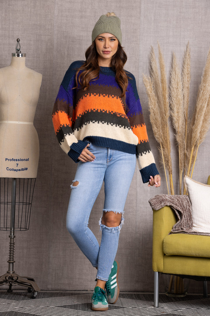 ILT1152-Wholesale MULTI PATTER KNITTED SWEATER