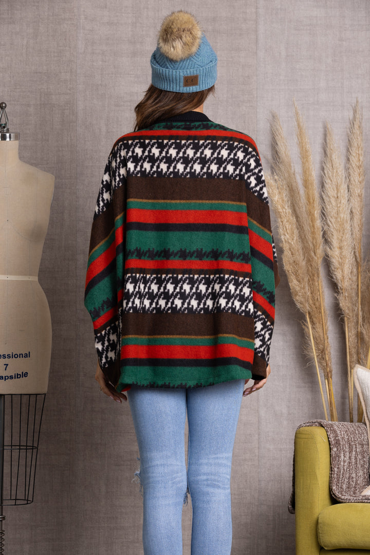 MULTICOLOR AZTEC PRINT OPEN FRONT CARDIGAN-JT8240PB