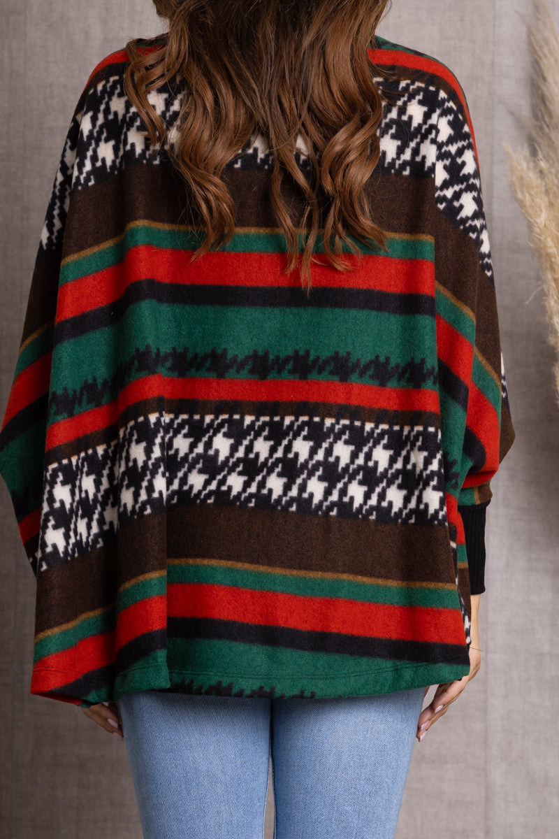 MULTICOLOR AZTEC PRINT OPEN FRONT CARDIGAN-JT8240PB