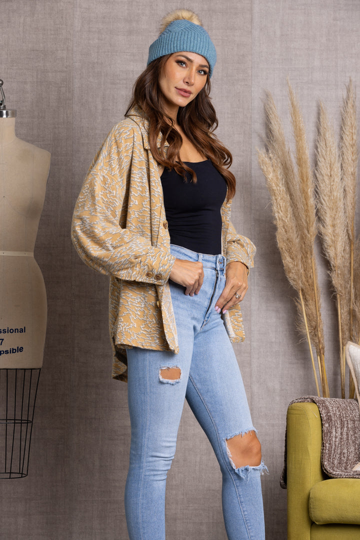 CARAMEL COLLAR LONG SLEEVES HIGH-LOW HEM JACKET-JJ8306RE