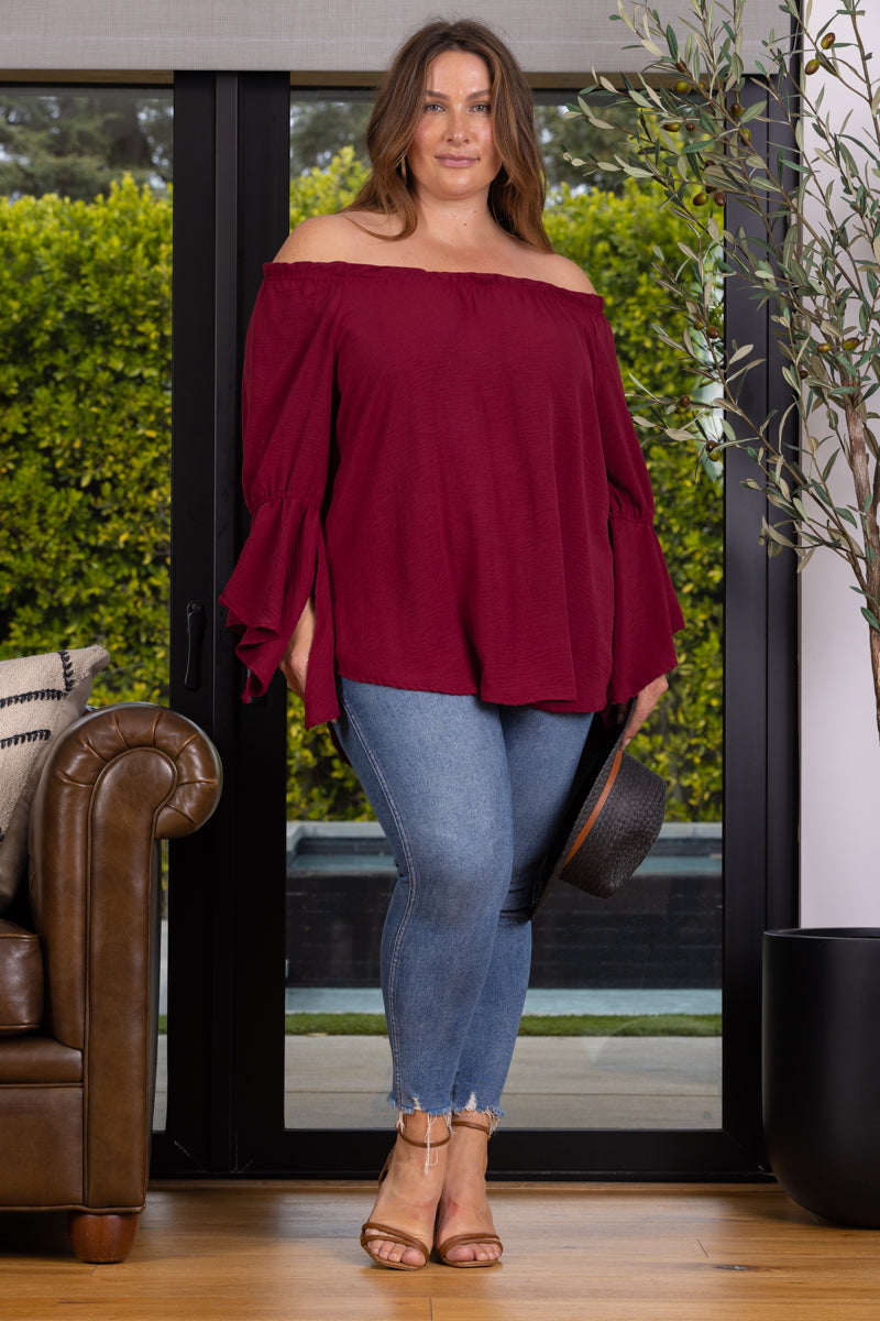 POET BLOUSE OFF SHOULDER PLUS SIZE TOP T6473