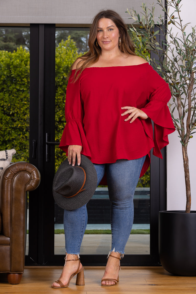 POET BLOUSE OFF SHOULDER PLUS SIZE TOP T6473