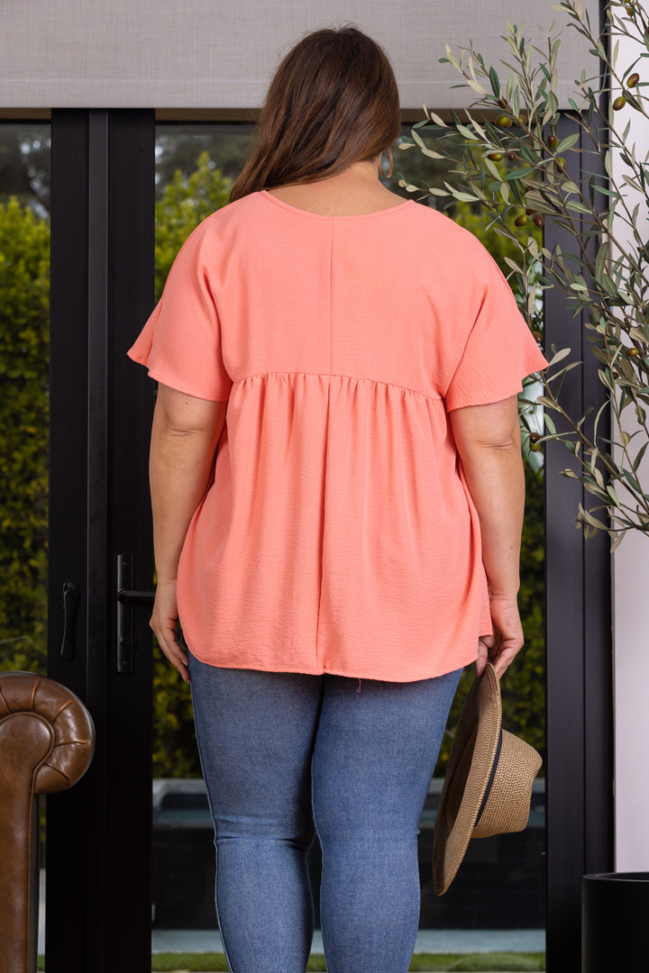 FLOWY BABYDOLL V-NECK PLUS SIZE TOP-TP1995