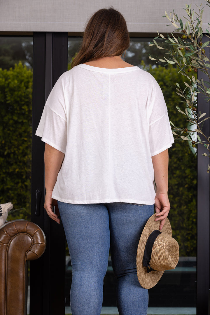 LOOSE FIT PATCH PACKET PLUS SIZE TOP-PTJ10732