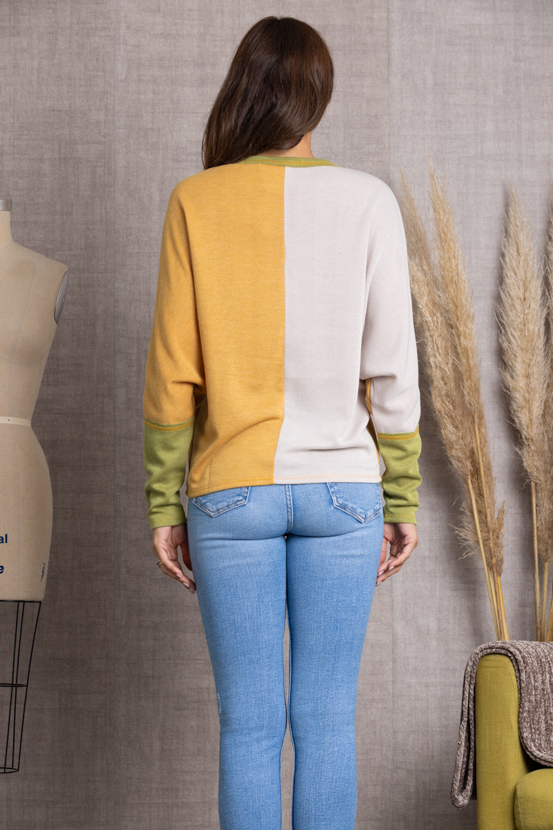 MUSTARD DOLMAN LONG SLEEVES KNIT TOP TC12517