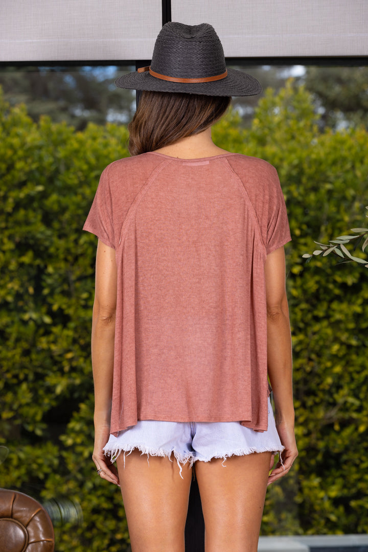 REVERSE STITCH DROPPED SHOULDER TOP-TC12260