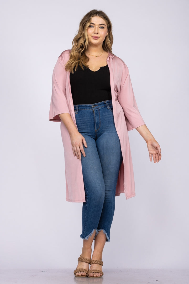 MAUVE PLUS SIZE HOODY COVER-UP CARDIGAN-T6607P