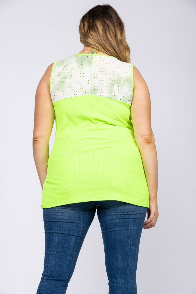 EYELET SLEEVELESS PLUS SIZE TOP-T6655P