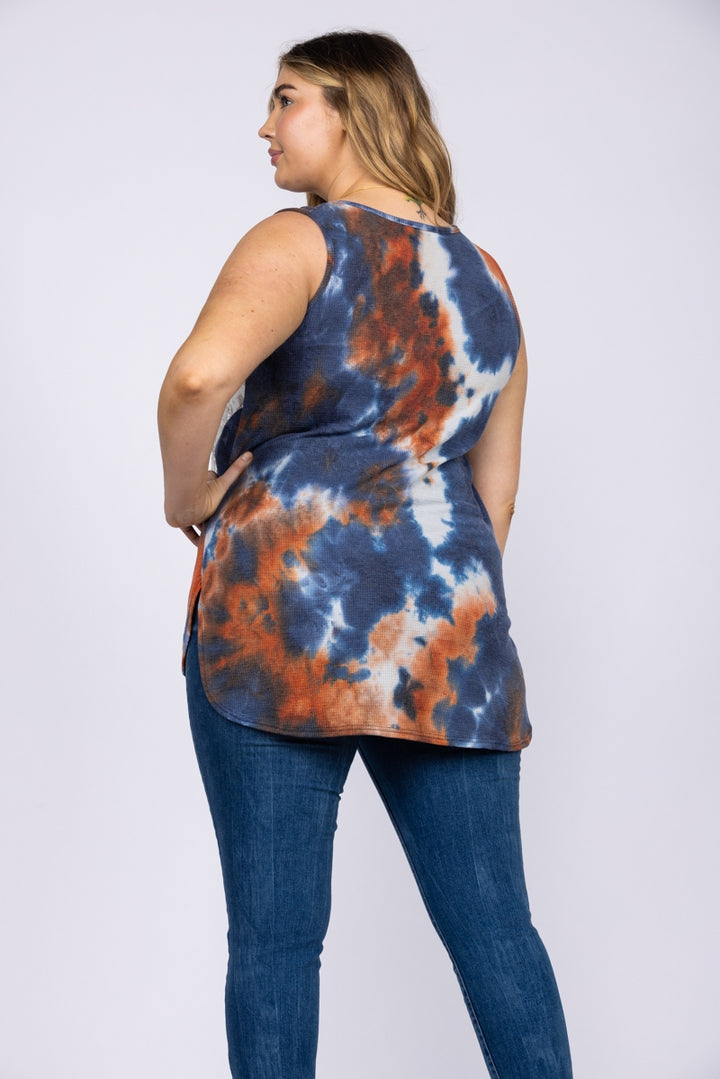 RUST CAMO FLORAL LACE SLEEVELESS PLUS SIZE TOP T6358P