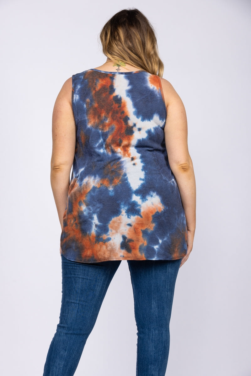 RUST CAMO FLORAL LACE SLEEVELESS PLUS SIZE TOP T6358P